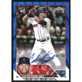 2023 Topps Chrome Rookie Autographs Blue RayWave Refractors #RACHA Caleb Hamilton