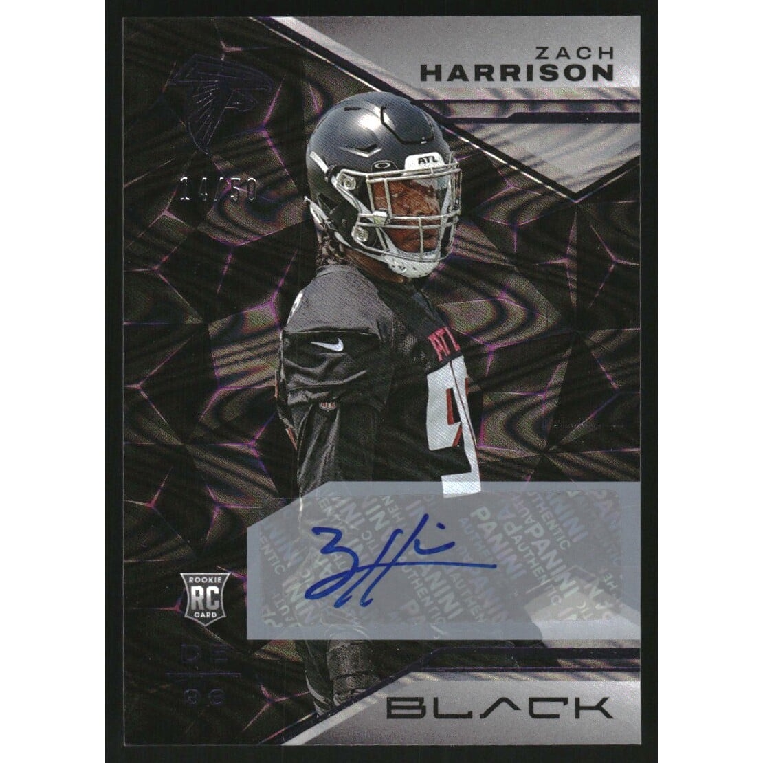 2023 Panini Black Rookies Autographs Royal #130 Zach Harrison. rookie card picture