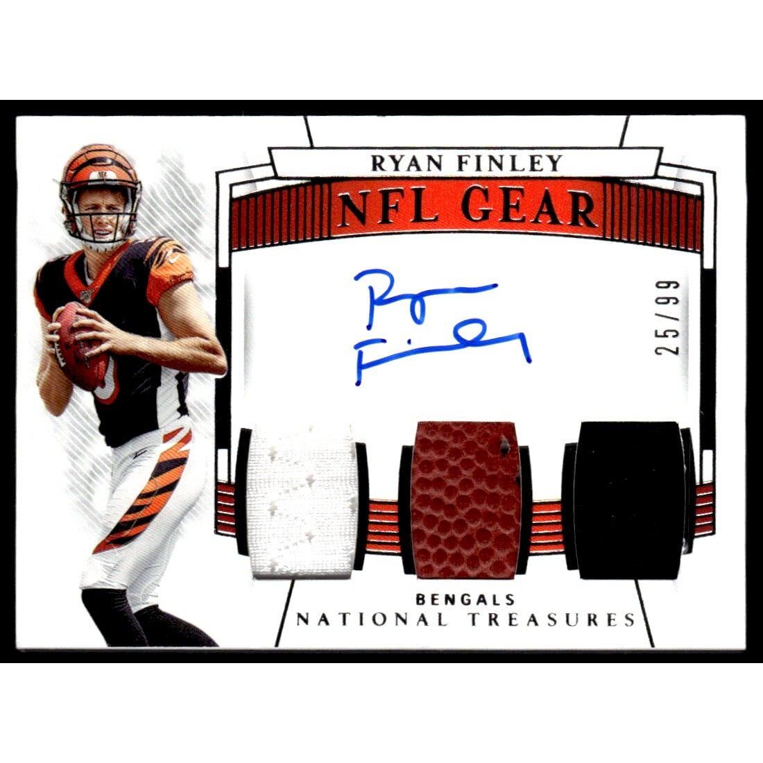 2019 Panini National Treasures Rookie NFL Gear Signature Trios #17 Ryan Finley/99