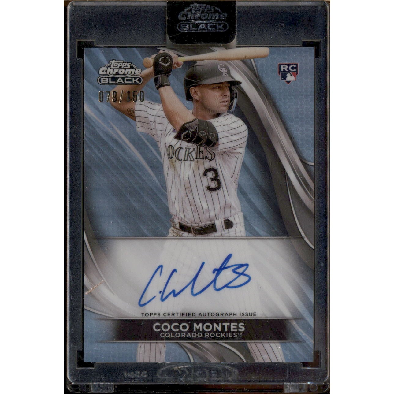 2024 Topps Chrome Black Autographs Refractors #CBACMON Coco Montes. rookie card picture