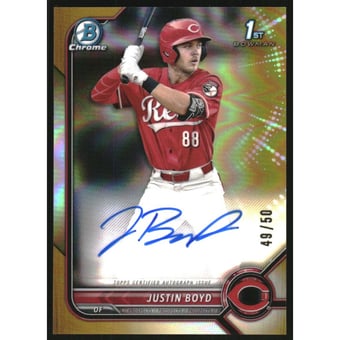 2022 Bowman Chrome Draft Autographs Gold Refractors #CDAJBD Justin Boyd