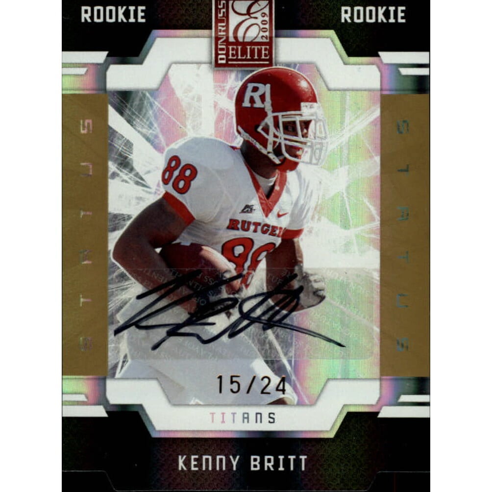 2009 Donruss Elite Status Autographs Gold #154 Kenny Britt. rookie card picture
