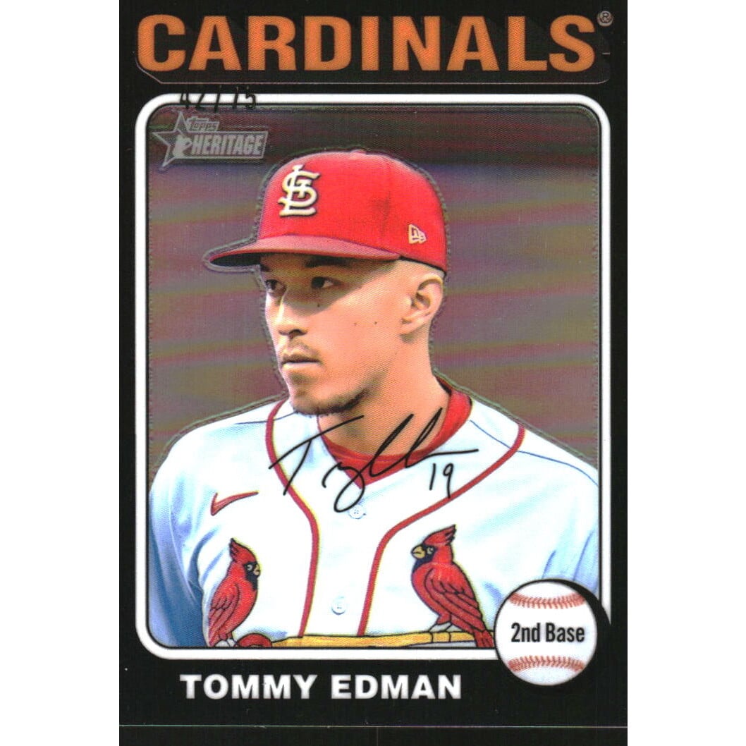 2024 Topps Heritage Chrome Black Refractors #436 Tommy Edman HN. rookie card picture