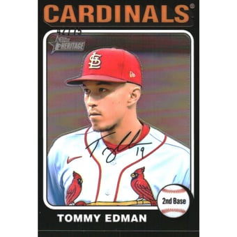 2024 Topps Heritage Chrome Black Refractors #436 Tommy Edman HN