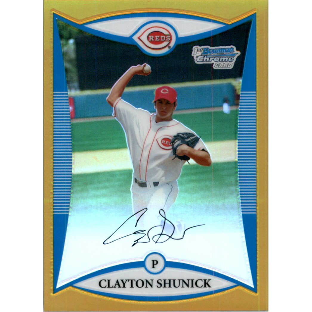 2008 Bowman Chrome Draft Prospects Gold Refractors #BDPP39 Clayton Shunick DP