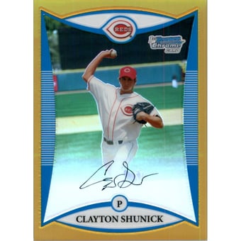 2008 Bowman Chrome Draft Prospects Gold Refractors #BDPP39 Clayton Shunick DP