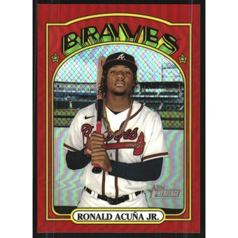 2021 Topps Heritage Chrome Red Refractors #299 Ronald Acuna Jr.