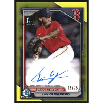 2024 Bowman Chrome Prospect Autographs Yellow Refractors #CPALG Luis Guerrero