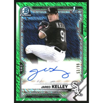 2021 Bowman Chrome Prospect Autographs Green Shimmer Refractors #CPAJK Jared Kelley