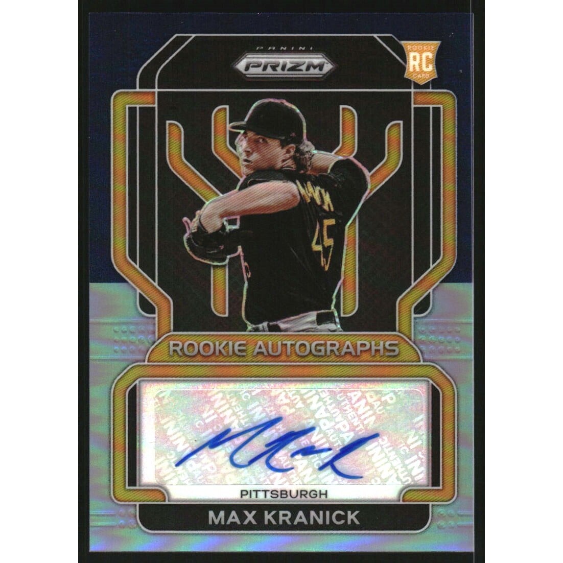 2022 Panini Prizm Rookie Autographs Prizms Navy Blue Carolina Blue #66 Max Kranick. rookie card picture