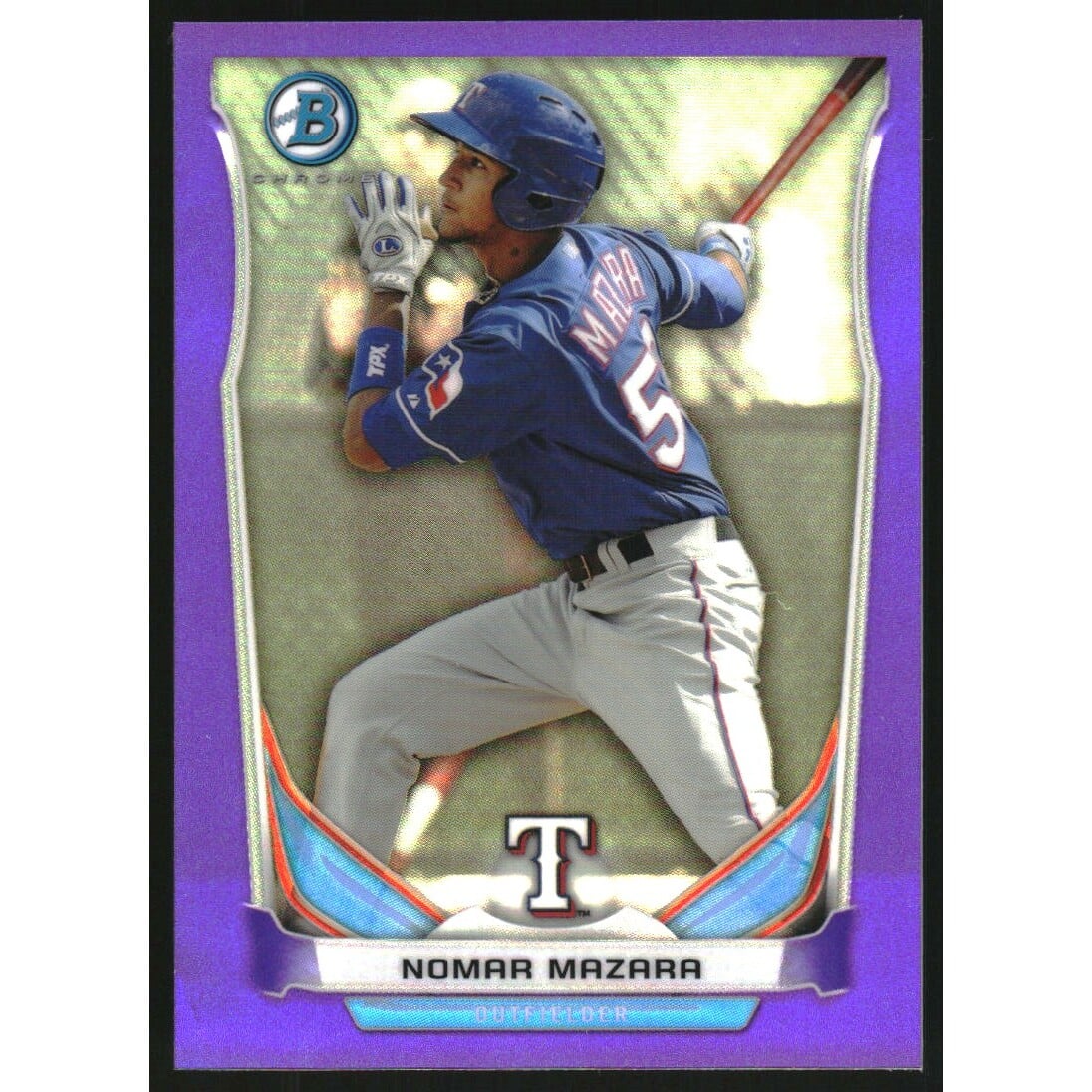 2014 Bowman Chrome Prospects Purple Refractors #BCP85 Nomar Mazara. rookie card picture