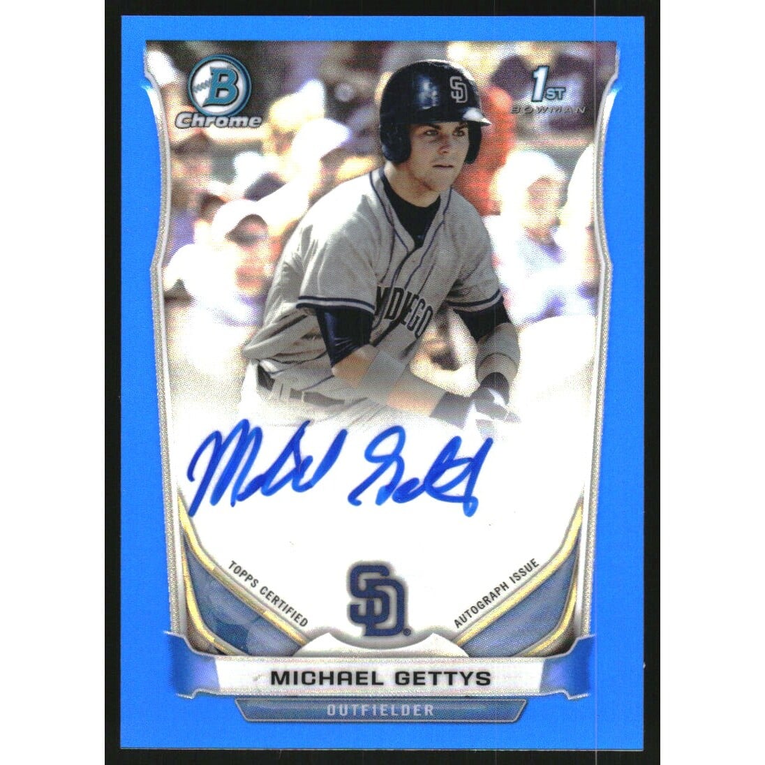 2014 Bowman Chrome Draft Draft Pick Autographs Blue Refractors #BCAMG Michael Gettys. rookie card picture