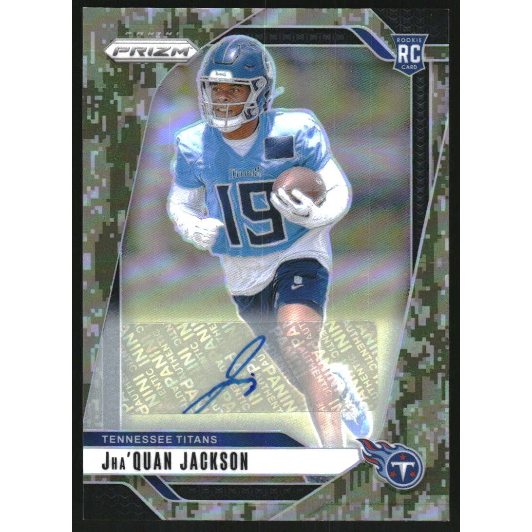 2024 Panini Prizm Autographs Prizms Camo #352 Jha'Quan Jackson. rookie card picture