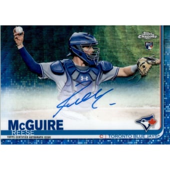 2019 Topps Chrome Rookie Autographs Blue Wave Refractors #RARM Reese McGuire