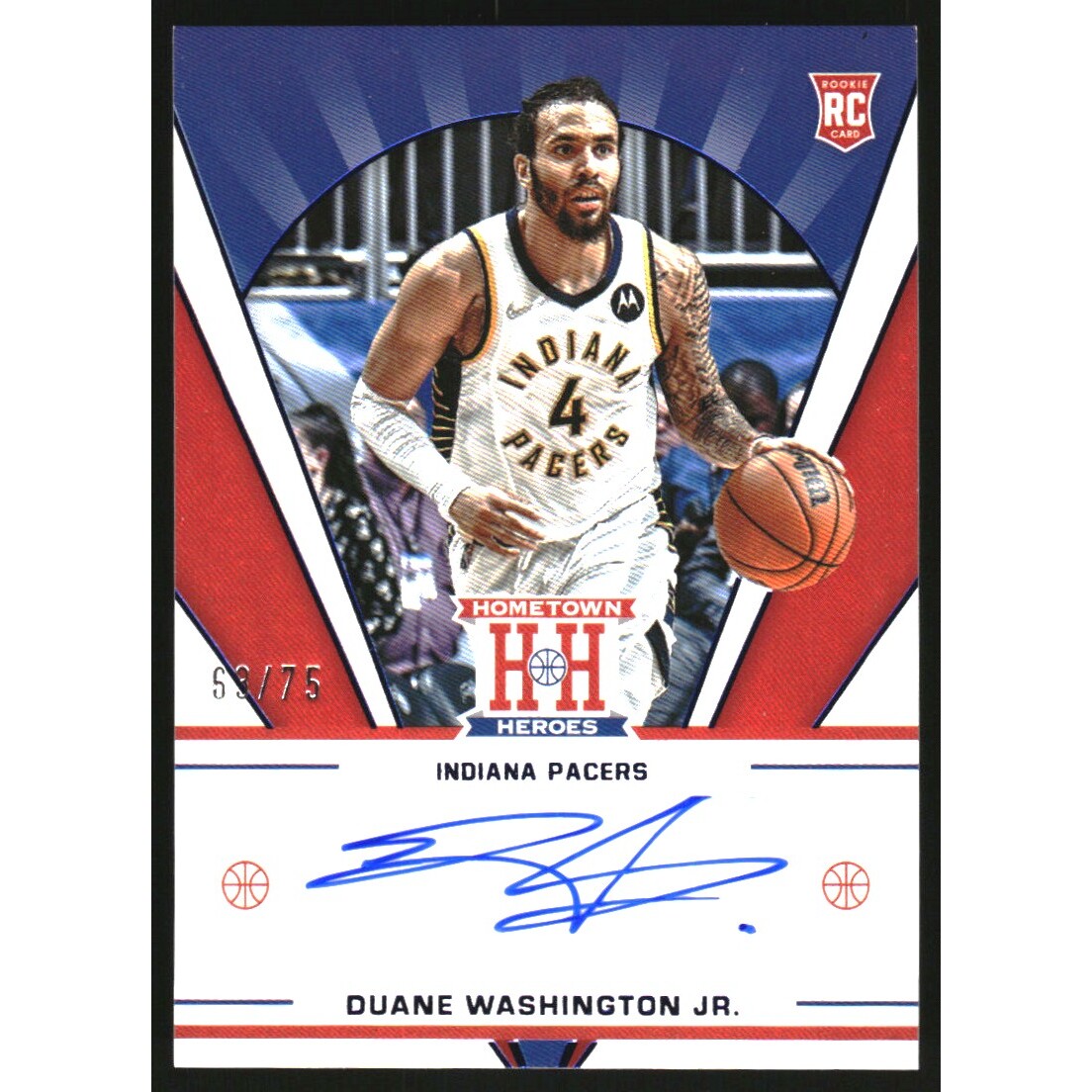 2021-22 Panini Chronicles Hometown Heroes Rookie Autographs Blue #9 Duane Washington Jr./75 2021-22 Panini Chronicles Hometown Heroes Rookie Autographs Blue #9 Duane Washington Jr./75