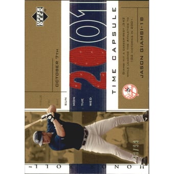2002 Upper Deck Honor Roll Time Capsule Game Jersey Gold #TCJG3 Jason Giambi 01