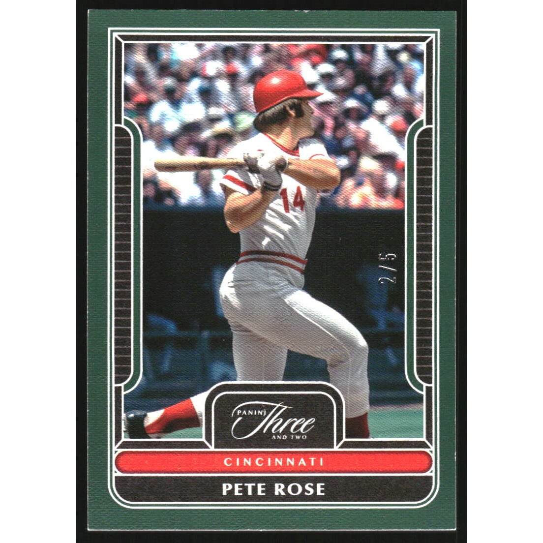 2023 Panini Three and Two Emerald #70 Pete Rose. rookie card picture