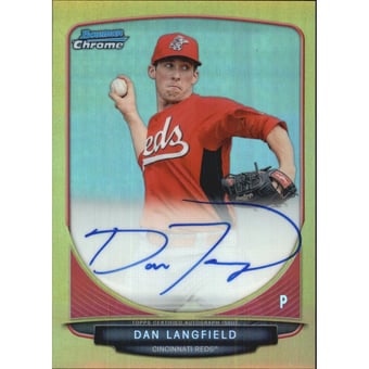2013 Bowman Chrome Prospect Autographs Gold Refractors #DL Dan Langfield