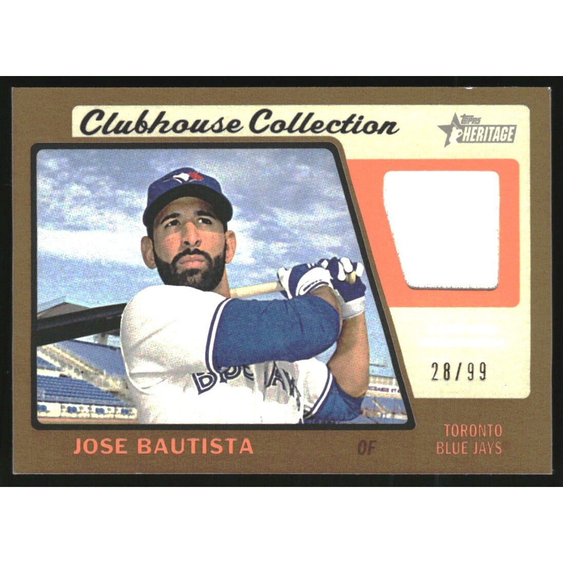 2015 Topps Heritage Clubhouse Collection Relics Gold #CCRJB Jose Bautista. rookie card picture