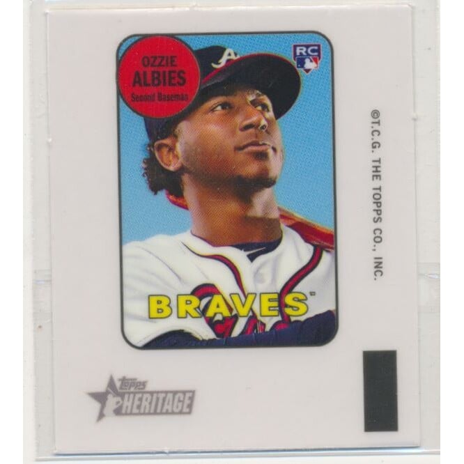 2018 Topps Heritage High Number '69 Topps Decals #69TDOA Ozzie Albies. rookie card picture