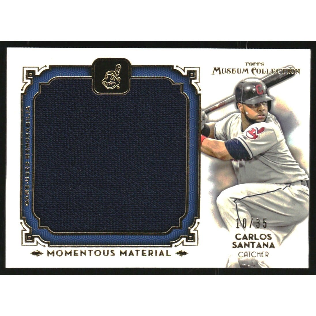 2014 Topps Museum Collection Momentous Material Jumbo Relics Gold #MMJRCSA Carlos Santana. rookie card picture