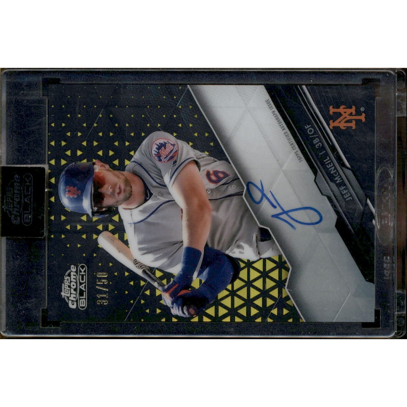 2020 Topps Chrome Black Autographs Gold Refractors #CBAJM Jeff McNeil. rookie card picture