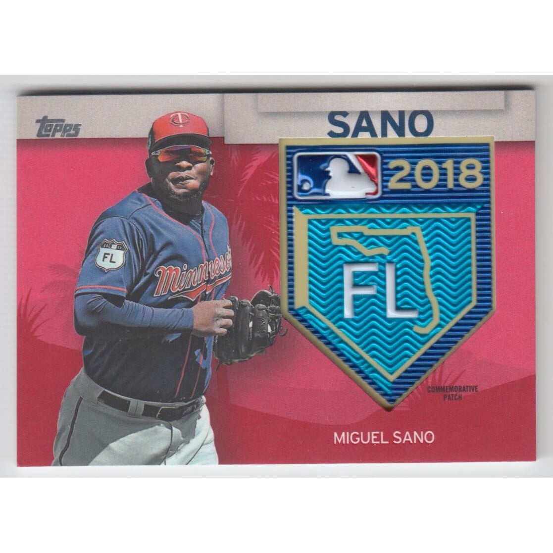 2018 Topps Spring Training Logo Patches Red #STPMS Miguel Sano. rookie card picture