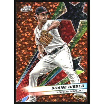 2024 Topps Cosmic Chrome Starfractor Orange Galactic Refractors #SF63 Shane Bieber