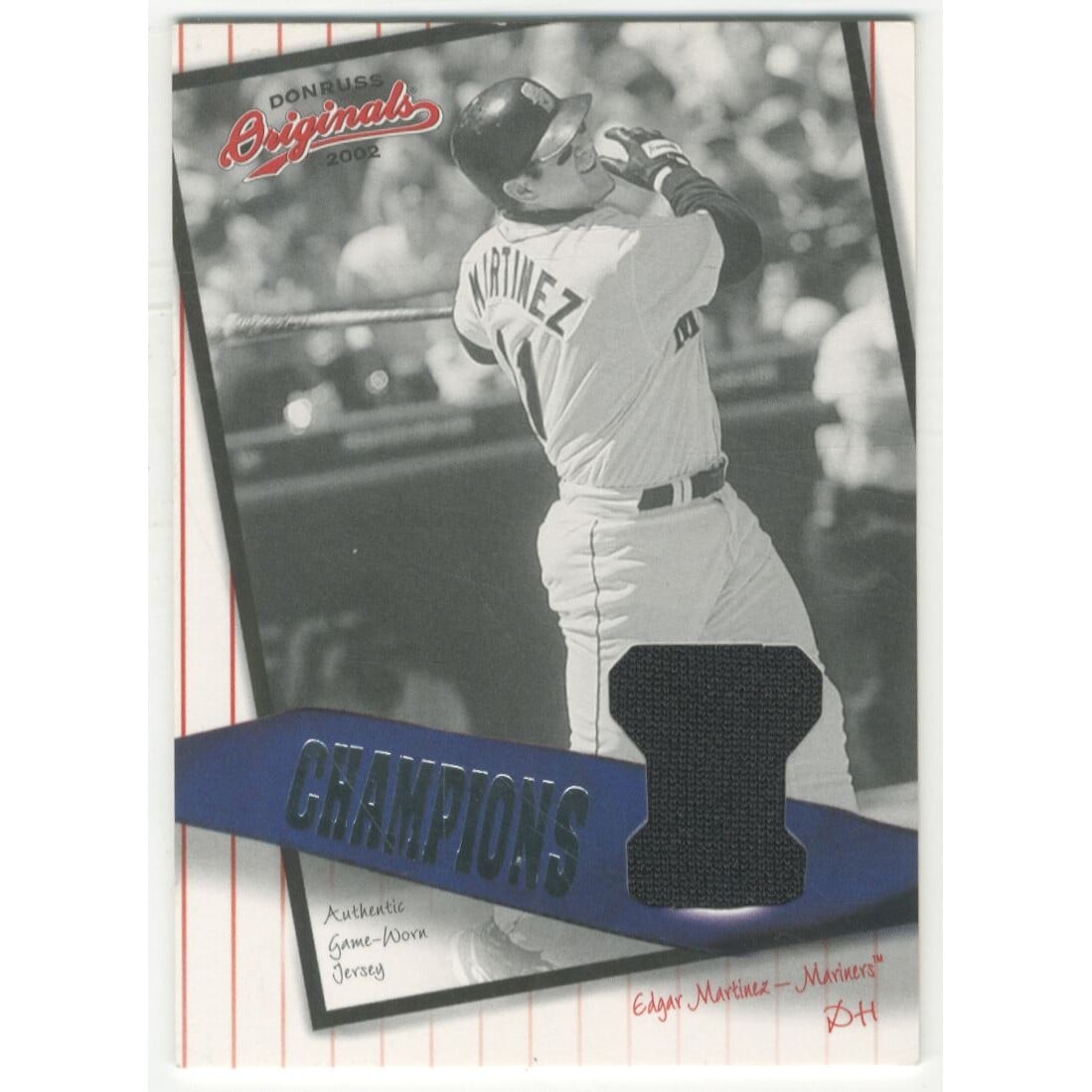 2002 Donruss Originals Champions Materials #3 Edgar Martinez/92. rookie card picture