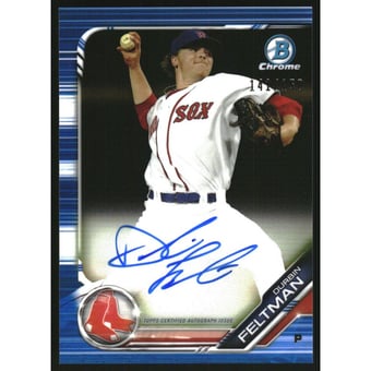 2019 Bowman Chrome Prospect Autographs Blue Refractors #CPADF Durbin Feltman