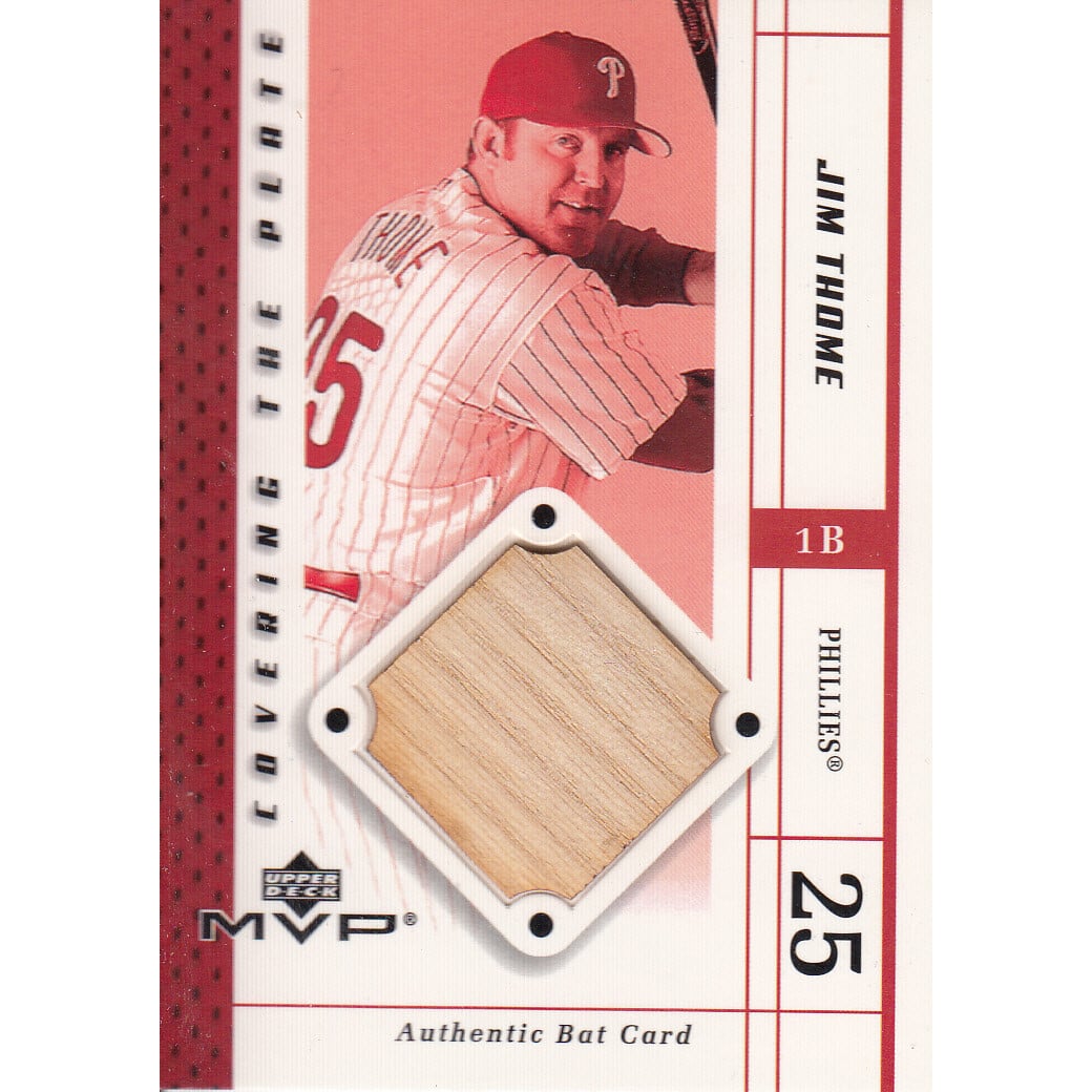 2003 Upper Deck MVP Covering the Plate Game Bat #JT Jim Thome. rookie card picture