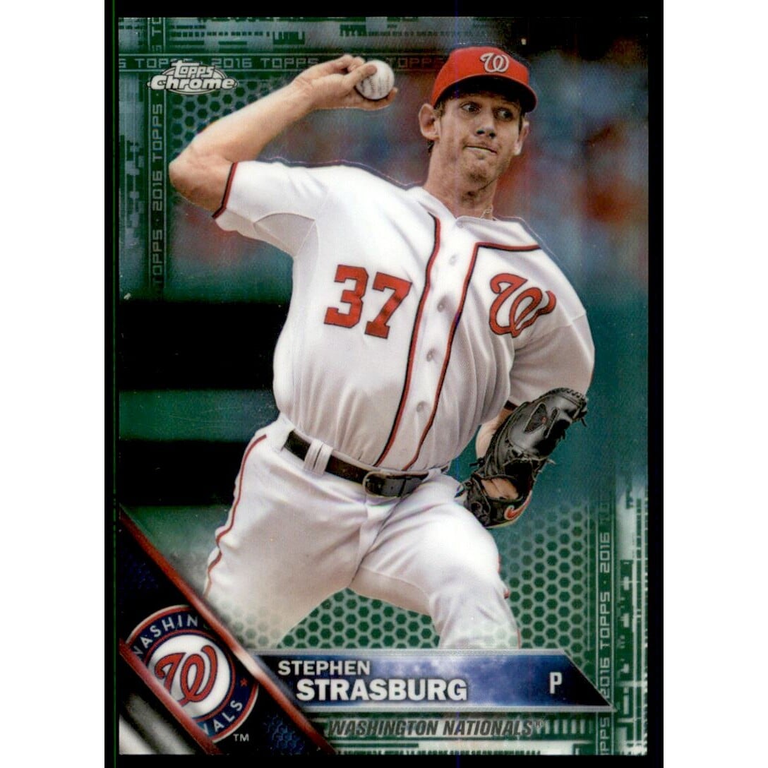 2016 Topps Chrome Green Refractors #40 Stephen Strasburg. rookie card picture