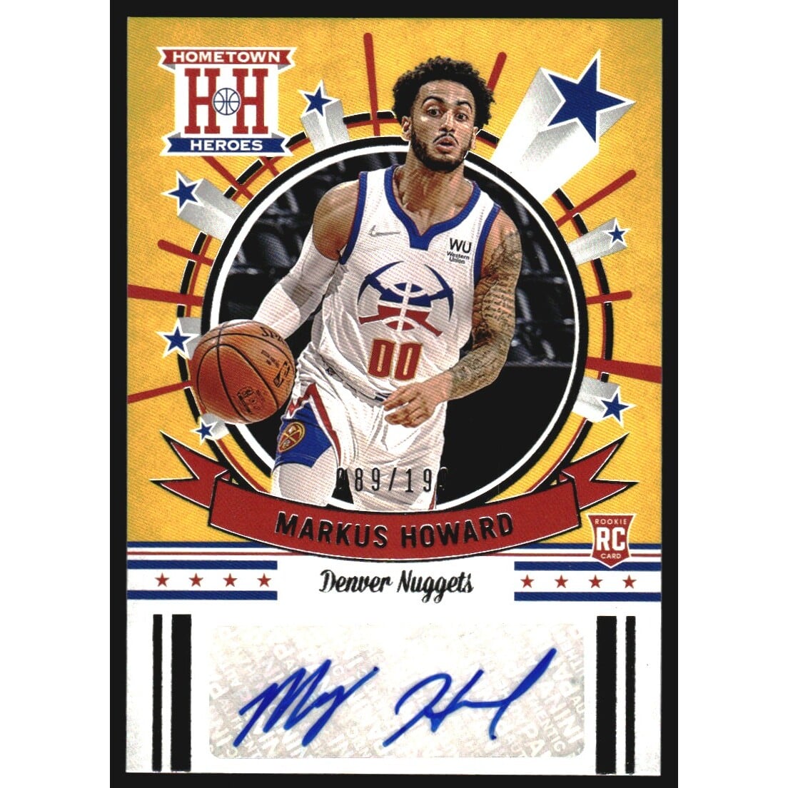 2020-21 Panini Chronicles Hometown Heroes Rookie Autographs Red #40 Markus Howard. rookie card picture