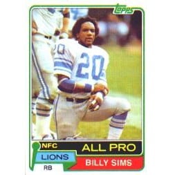 1981 Topps #100 Billy Sims AP RC. rookie card picture