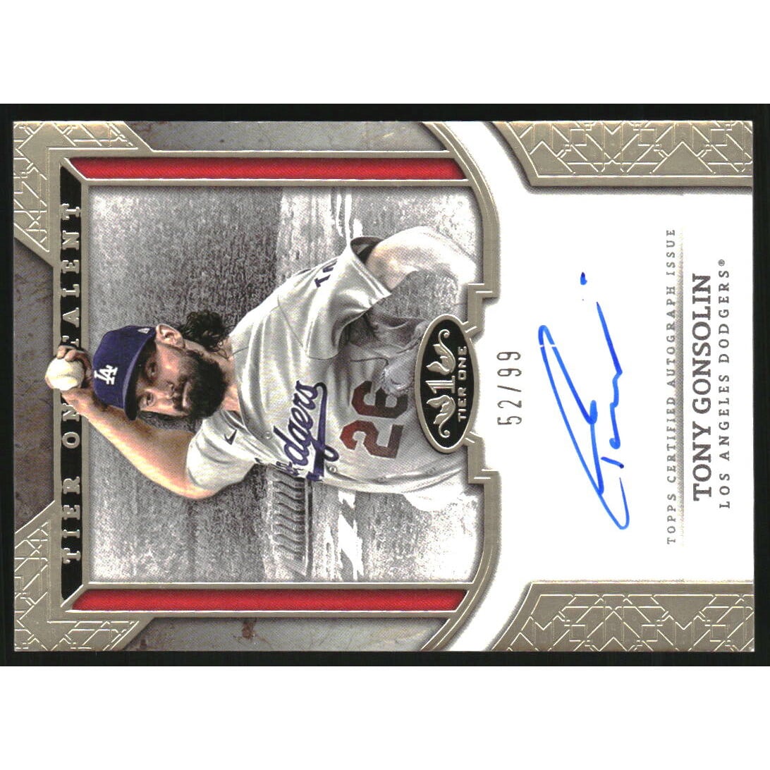 2024 Topps Tier One Talent Autographs #T1TATGO Tony Gonsolin/99. rookie card picture