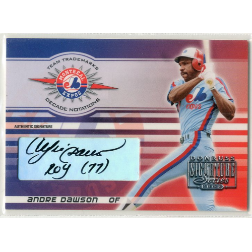 2003 Donruss Signature Team Trademarks Autographs Notations Decade #2B Andre Dawson ROY 77. rookie card picture