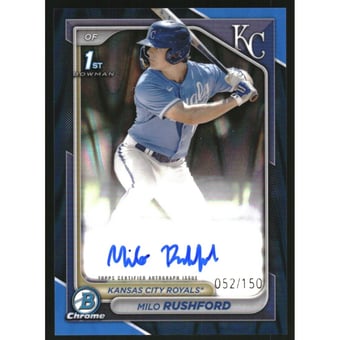 2024 Bowman Chrome Prospect Autographs Blue RayWave Refractors #CPAMR Milo Rushford