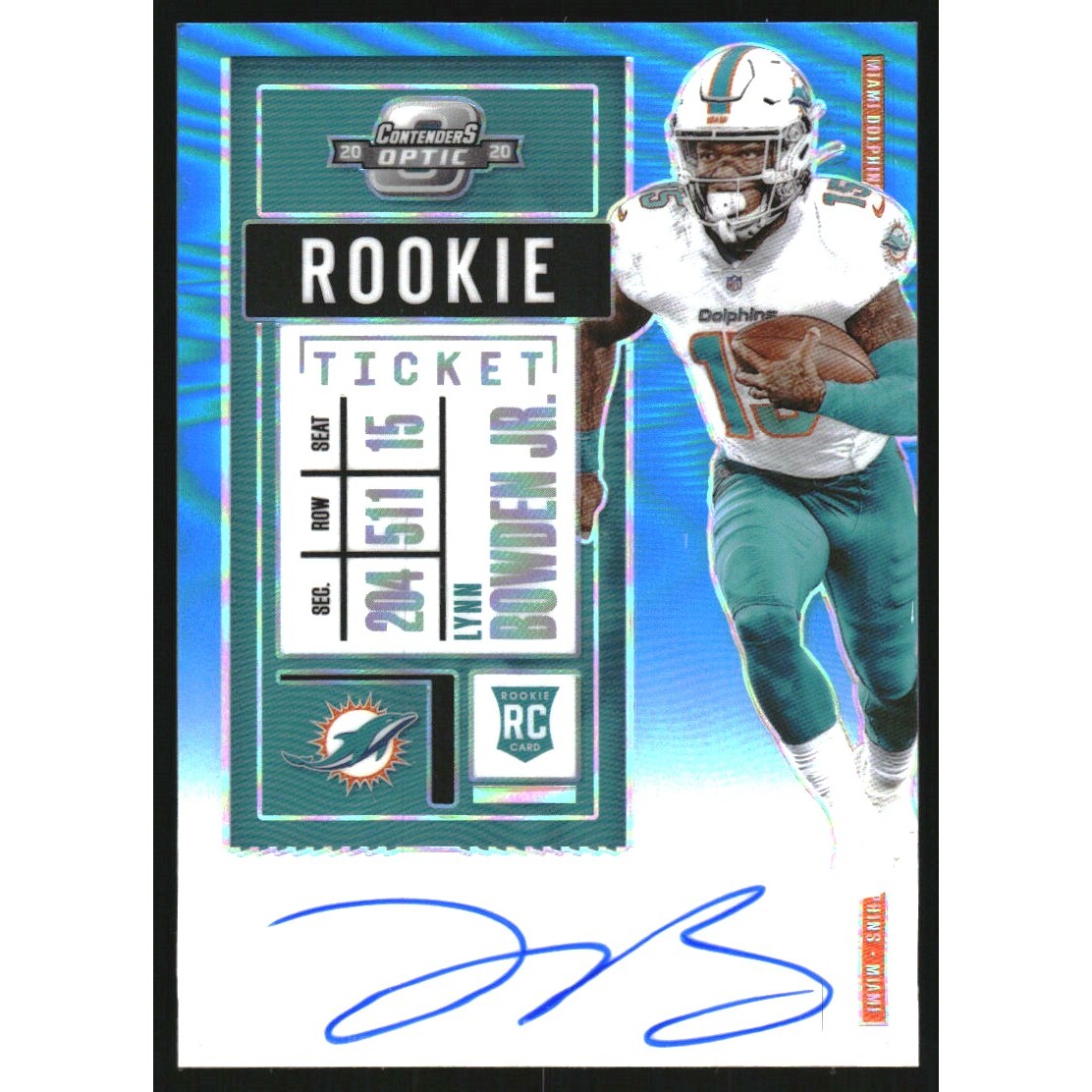 2020 Panini Contenders Optic Teal #129 Lynn Bowden Jr. AU. rookie card picture
