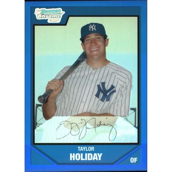 2007 Bowman Chrome Draft Draft Picks Blue Refractors #BDPP24 Taylor Holiday