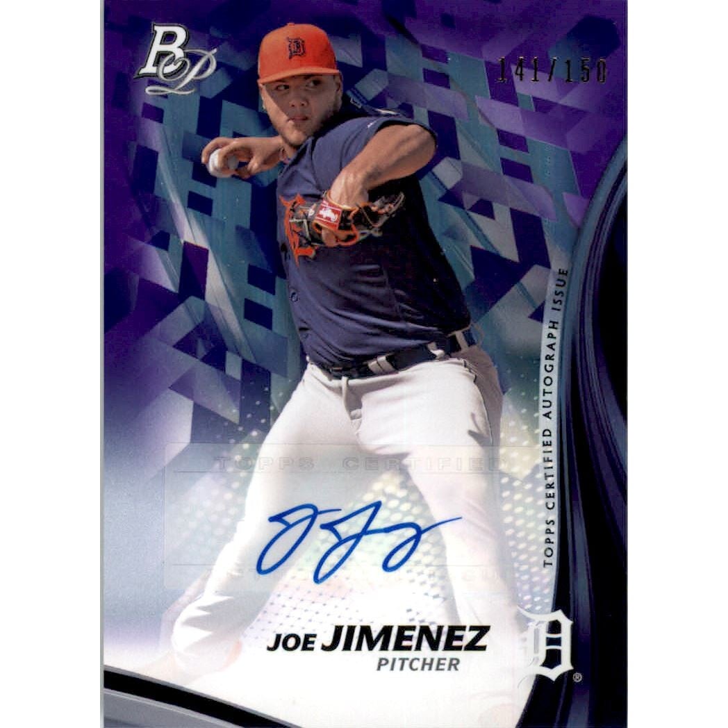 2017 Bowman Platinum Top Prospects Autographs Purple #TPJJ Joe Jimenez. rookie card picture