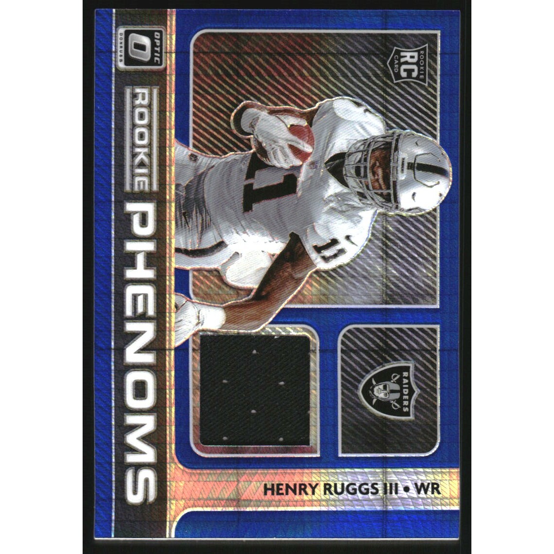 2020 Donruss Optic Rookie Phenoms Jerseys Horizontal Blue Hyper #8 Henry Ruggs III. rookie card picture
