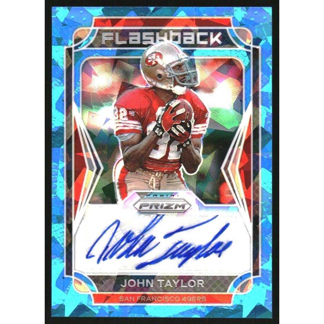 2021 Panini Prizm Flashback Autographs Prizms Blue Ice #10 John Taylor/75. rookie card picture
