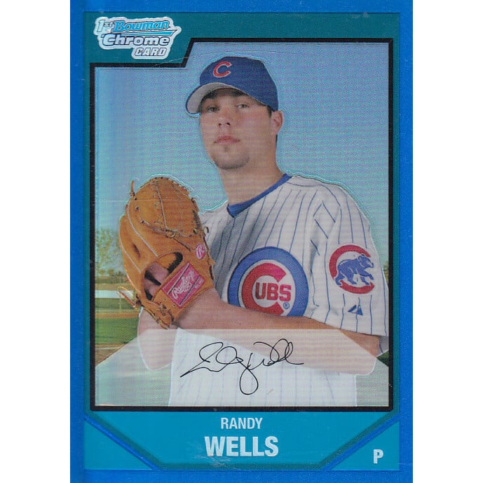 2007 Bowman Chrome Prospects Blue Refractors #BC74 Randy Wells. rookie card picture