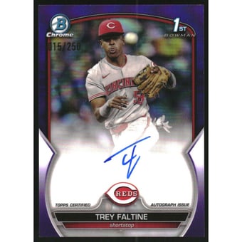2023 Bowman Chrome Prospect Autographs Purple Refractors #CPATF Trey Faltine
