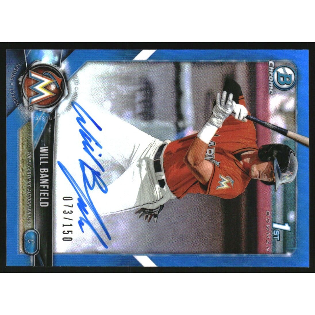 2018 Bowman Chrome Draft Autographs Blue Refractors #CDAWB Will Banfield/150. rookie card picture