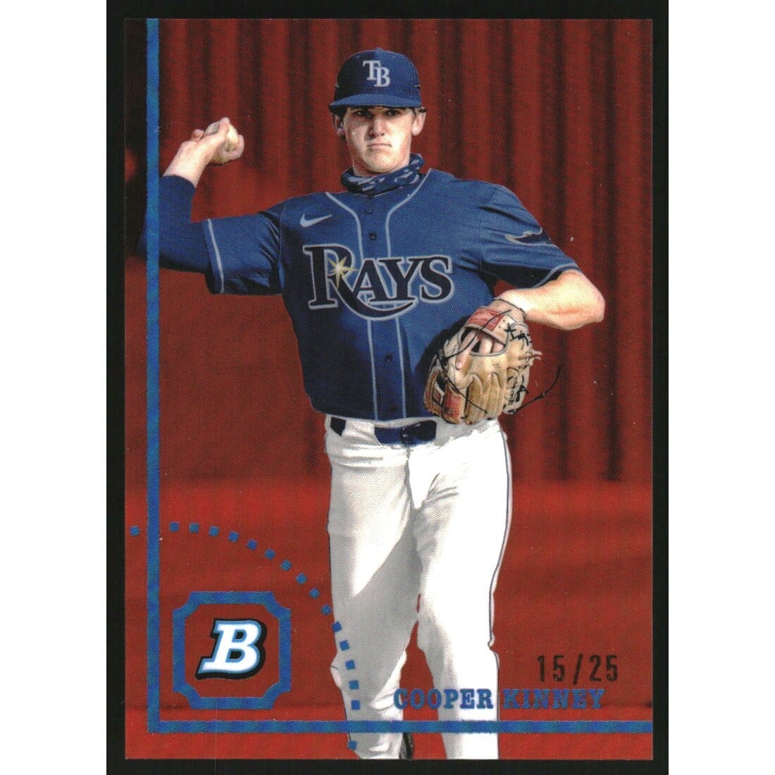 2022 Bowman Heritage Chrome Prospects Orange Refractors #BHPC80 Cooper Kinney. rookie card picture
