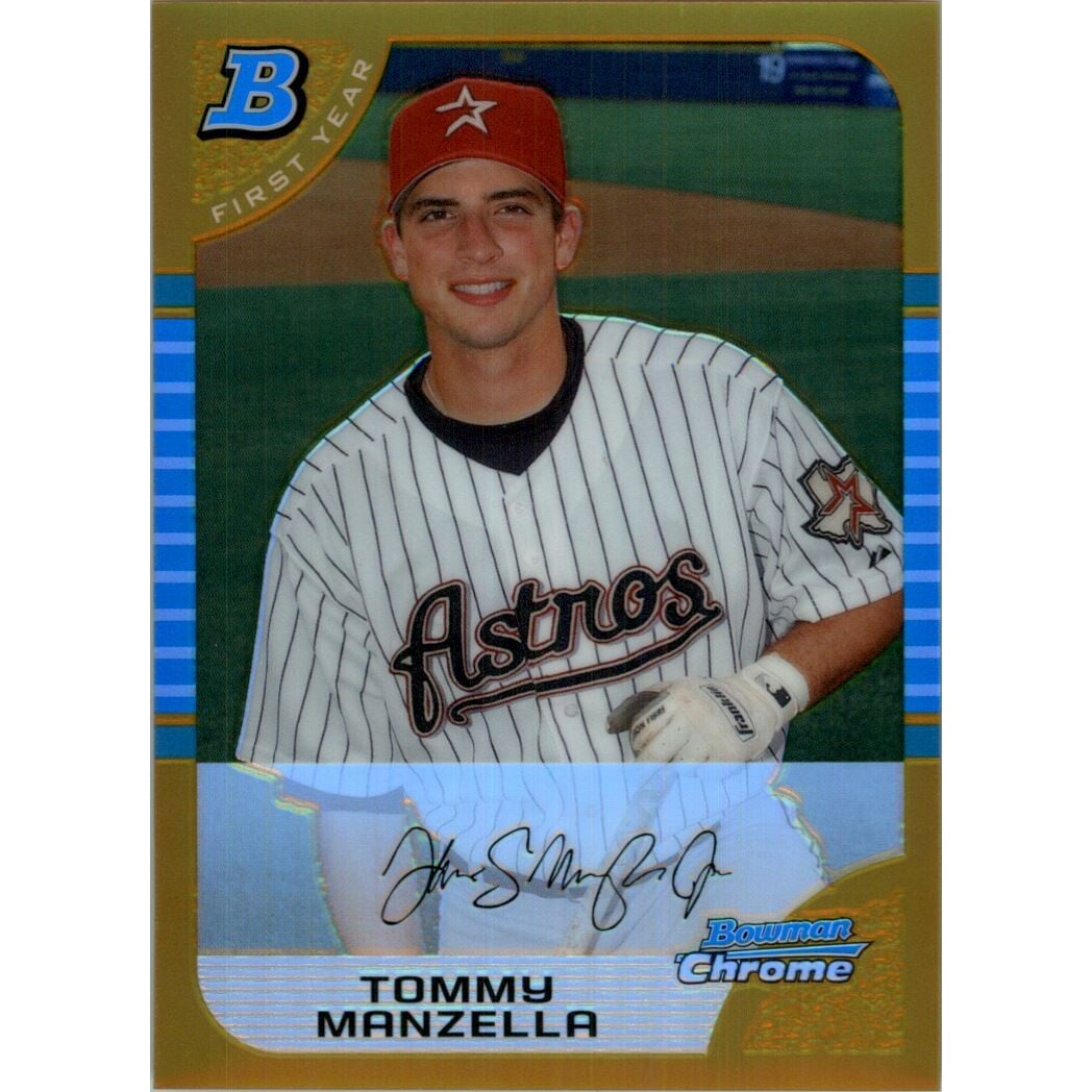 2005 Bowman Chrome Draft Gold Refractors #BDP86 Tommy Manzella FY. rookie card picture