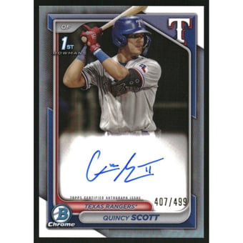 2024 Bowman Chrome Prospect Autographs Refractors #CPAQS Quincy Scott