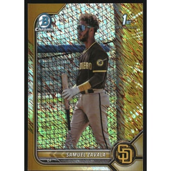 2022 Bowman Chrome Prospects Gold Shimmer Refractors #BCP203 Samuel Zavala