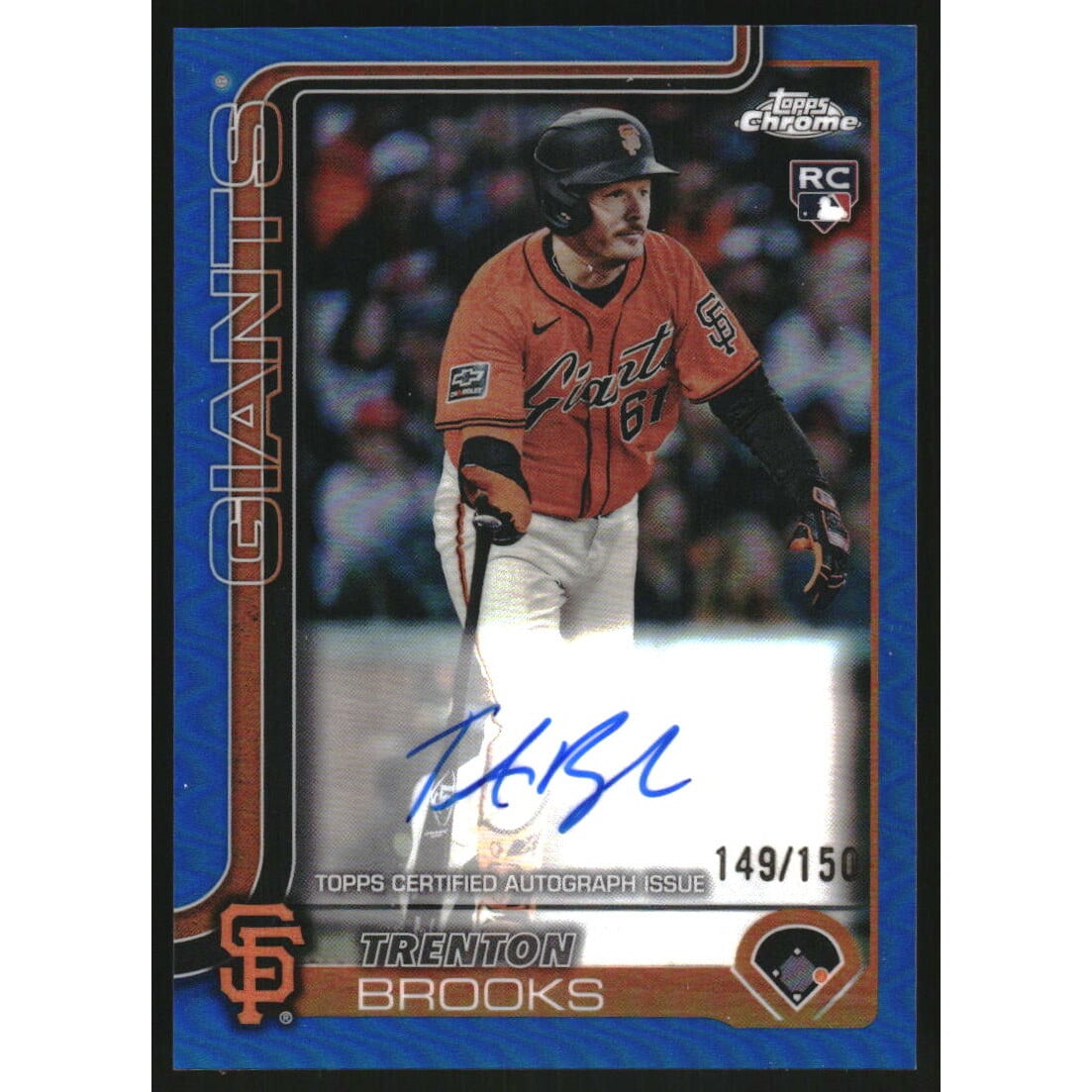 2025 Topps Chrome Rookie Autographs Blue Refractors #RATBR Trenton Brooks. rookie card picture
